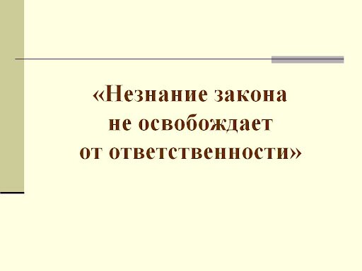 НЕ ЗНАНИЕ ЗАКОНОВ – НЕ ОСВОБОЖДАЕТ ОТ ОТВЕТСТВЕННОСТИ!